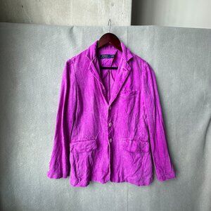 Polo Ralph Lauren Blazer Jacket Womens 4 Purple Pink Linen 3 Button